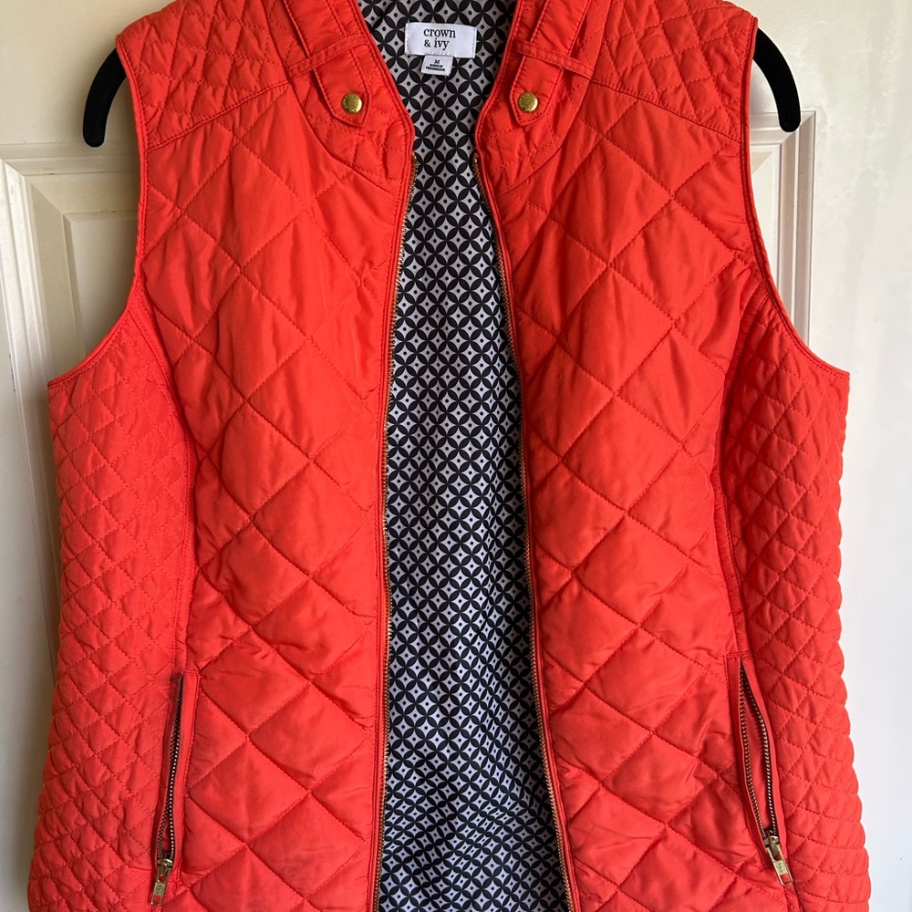 Crown & Ivy Quilted Orange Vest